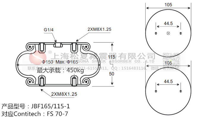 JBF165/115-1橡膠<a href='http://www.freeinteriorimages.com/' target='_blank'><u>空氣彈簧</u></a>