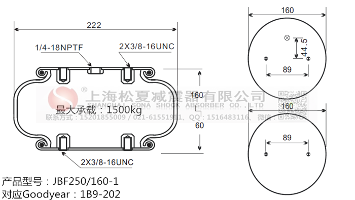 JBF250/160-1橡膠<a href='http://www.freeinteriorimages.com/' target='_blank'><u>空氣彈簧</u></a>