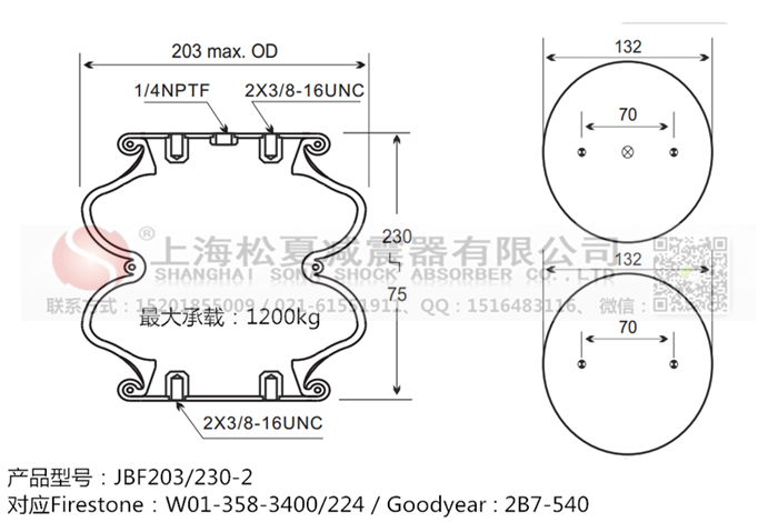 JBF203/230-2橡膠<a href='http://www.freeinteriorimages.com/' target='_blank'><u>空氣彈簧</u></a>