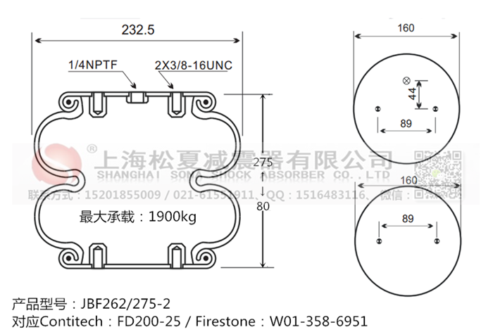 JBF262/275-2橡膠<a href='http://www.freeinteriorimages.com/' target='_blank'><u>空氣彈簧</u></a>
