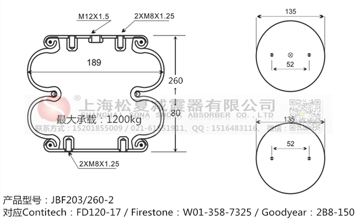 JBF203/260-2橡膠<a href='http://www.freeinteriorimages.com/' target='_blank'><u>空氣彈簧</u></a>