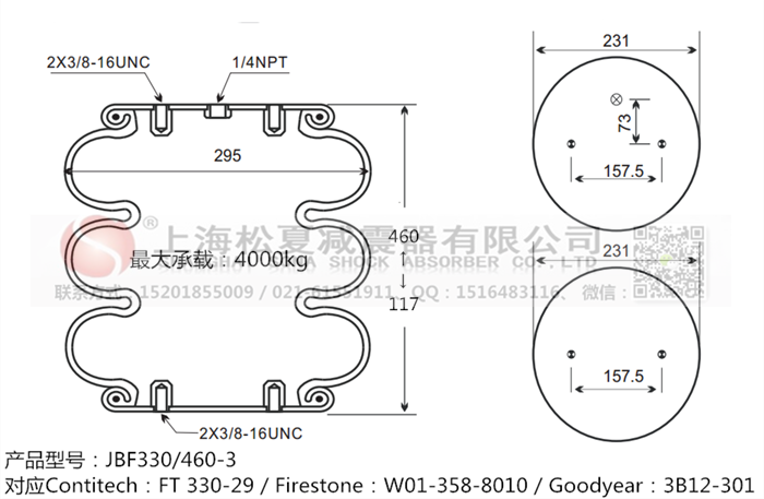 JBF330/460-3橡膠<a href='http://www.freeinteriorimages.com/' target='_blank'><u>空氣彈簧</u></a>
